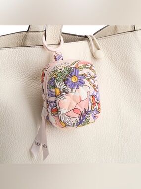 Vera Bradley Women's Outlet Cotton Bag Charm Keychain Coastal Wildflowers Pink